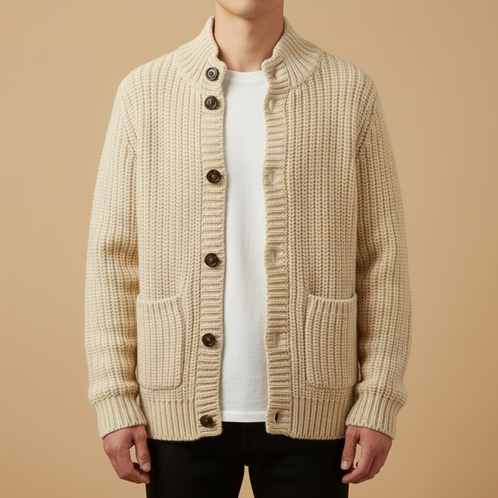 Mason Stand Collar Men Wool Cardigan