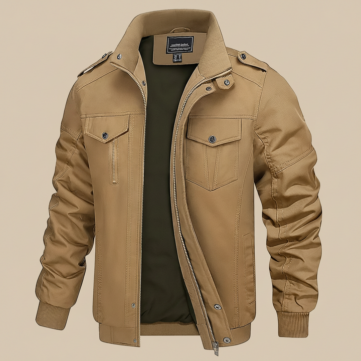 Men’s Bomber Jacket with Stand Collar &amp; Cargo Pockets