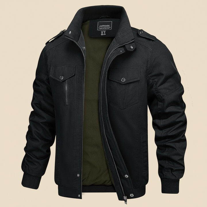 Men’s Bomber Jacket with Stand Collar &amp; Cargo Pockets