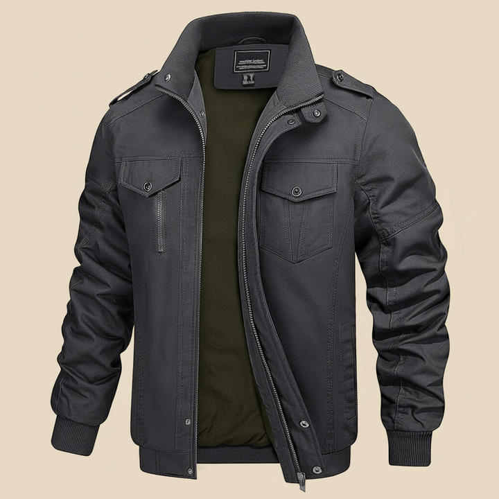Men’s Bomber Jacket with Stand Collar &amp; Cargo Pockets