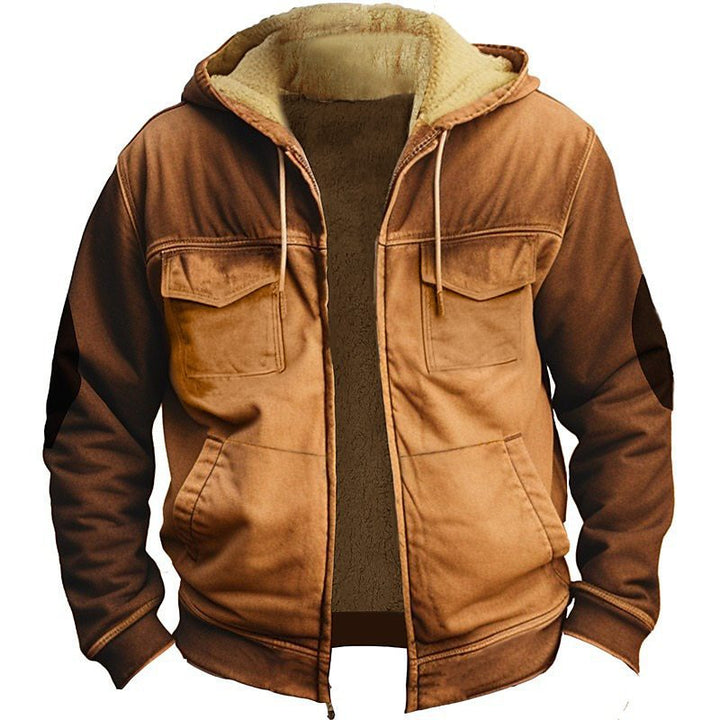 Men’s Retro Double-Layer Jacket – Zipper Front with Inner Pocket &amp; Ethnic-Inspired Design