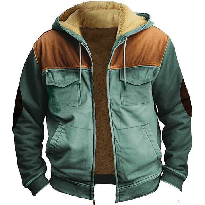 Men’s Retro Double-Layer Jacket – Zipper Front with Inner Pocket &amp; Ethnic-Inspired Design