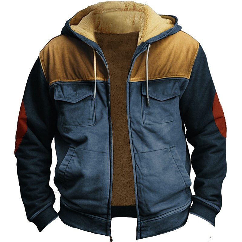 Men’s Retro Double-Layer Jacket – Zipper Front with Inner Pocket &amp; Ethnic-Inspired Design