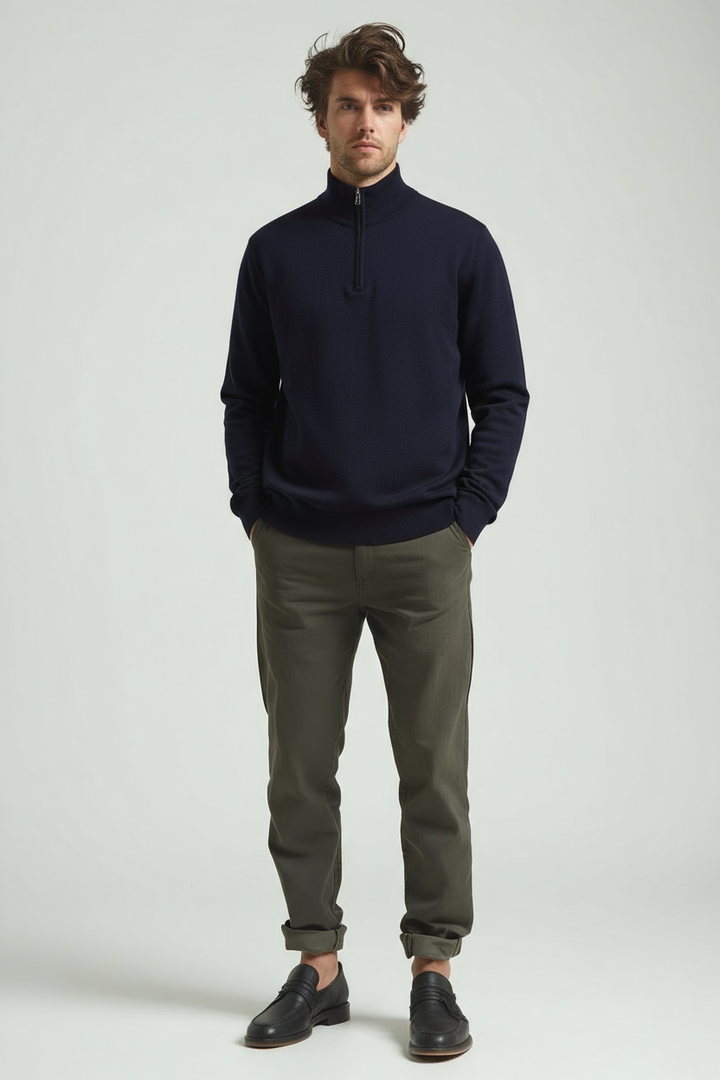 Men’s Quarter-Zip Sweater – Slim Fit Sport Pullover with Mock Neck