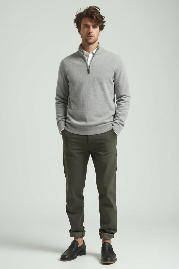 Men’s Quarter-Zip Sweater – Slim Fit Sport Pullover with Mock Neck