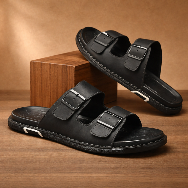 Double Buckle Slides | Cushioned Lightweight Slip-On Sandals