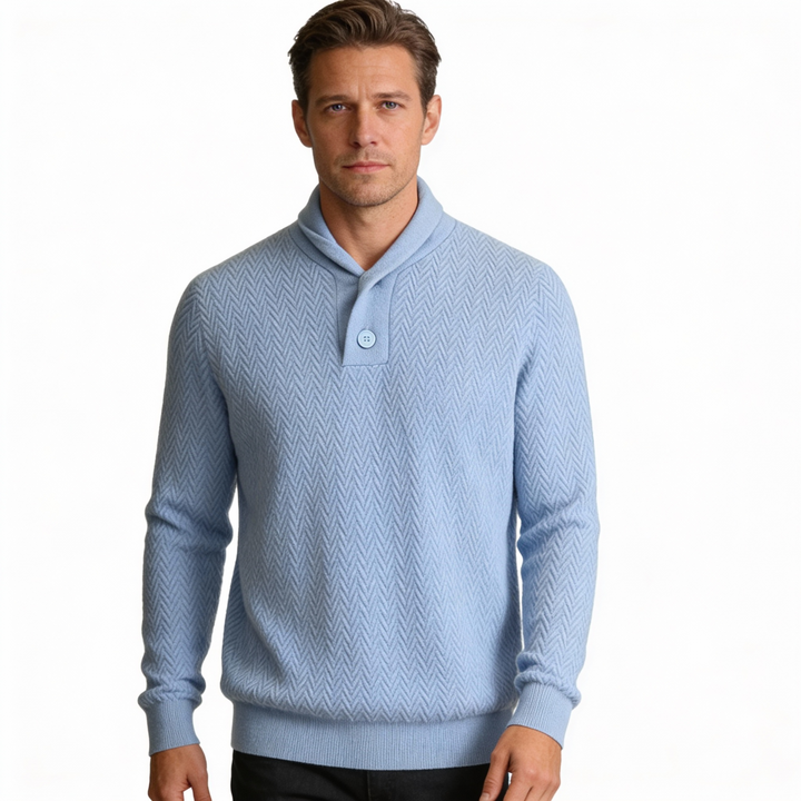 Men’s Zigzag Button Sweater – Classic Button-Front Design