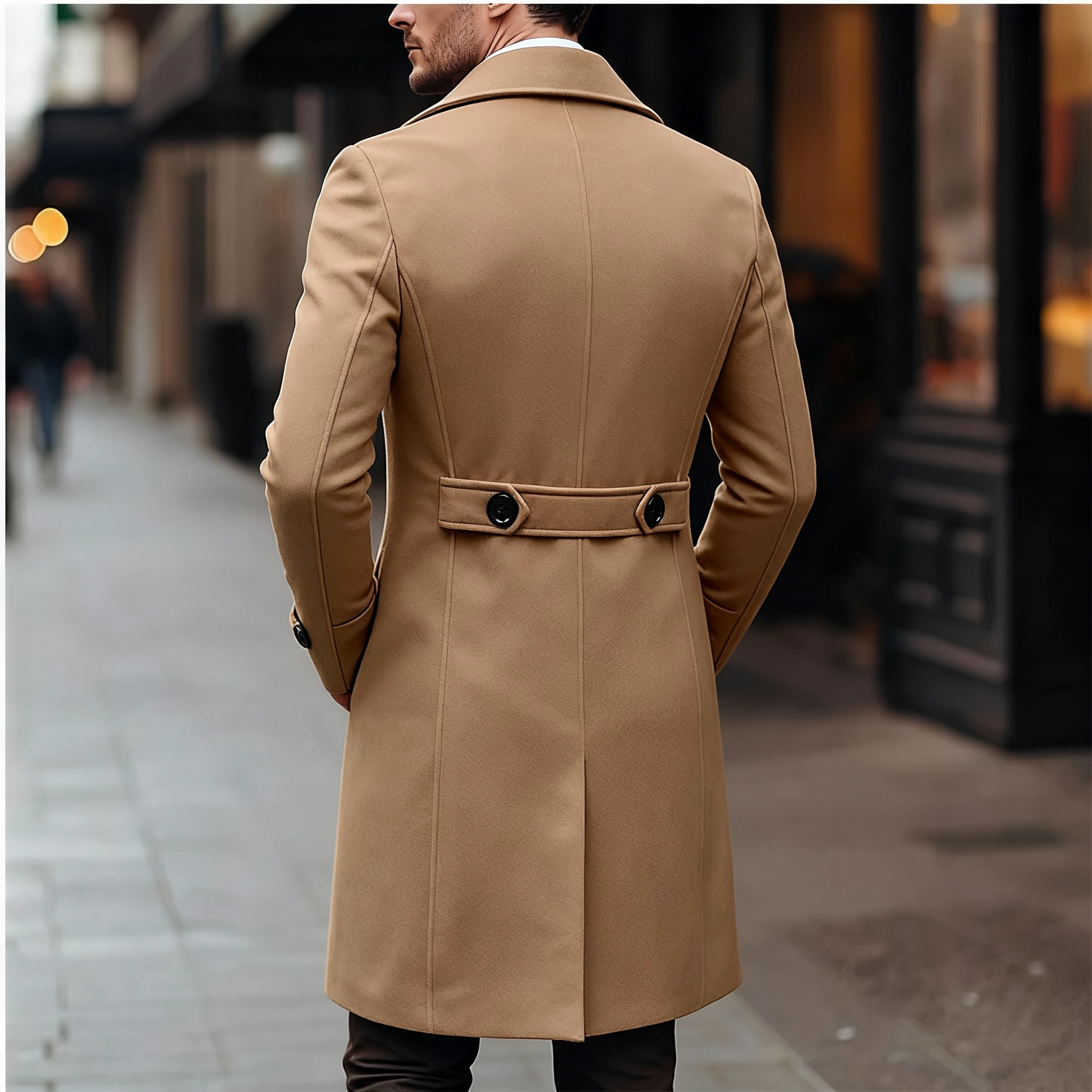English Style Men Wool Long Overcoat – Refined Warmth for Autumn & Winter
