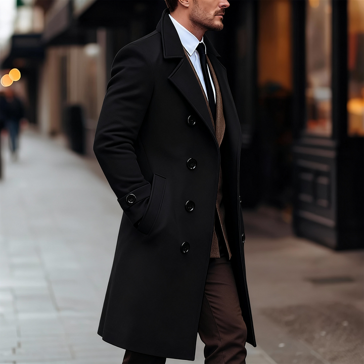 English Style Men Wool Long Overcoat – Refined Warmth for Autumn &amp; Winter