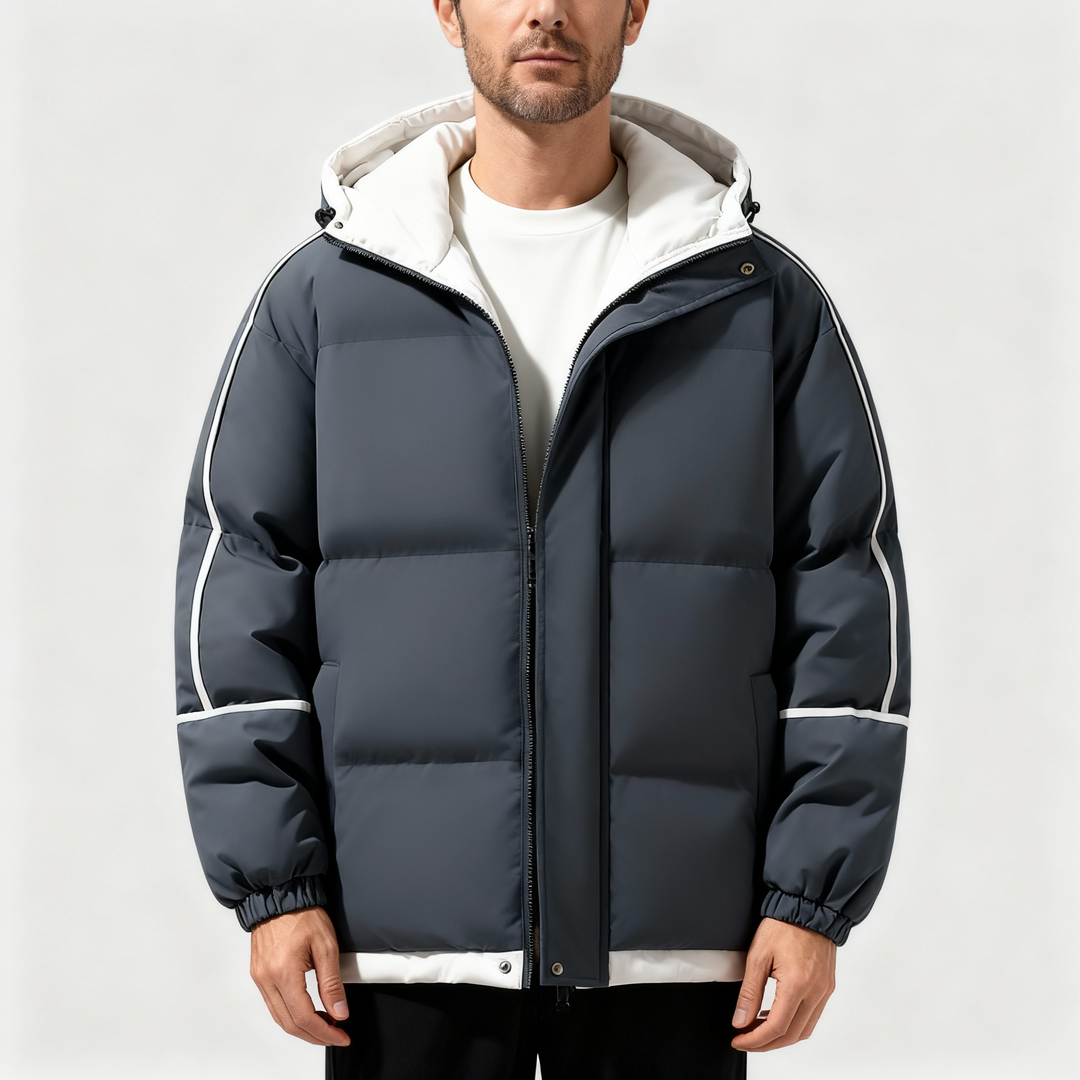 Men Quilted Hooded Jacket – Clean Casual Design