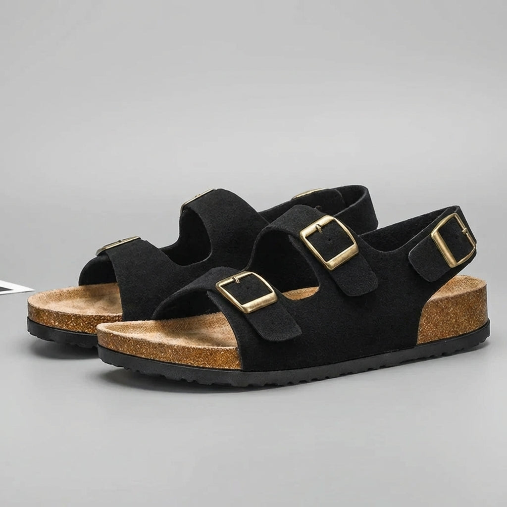 Buckled Slingback Cork Sole Buckle Sandals for Men – Orthopedic Comfort &amp; Support
