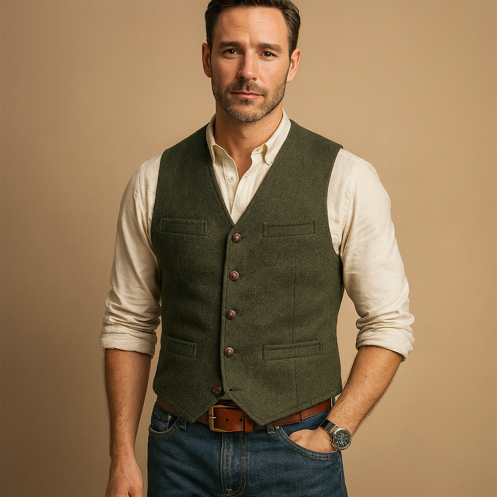 Ruben Men’s Tailored Vest – Classic Button Gilet | Timeless Formal Elegance