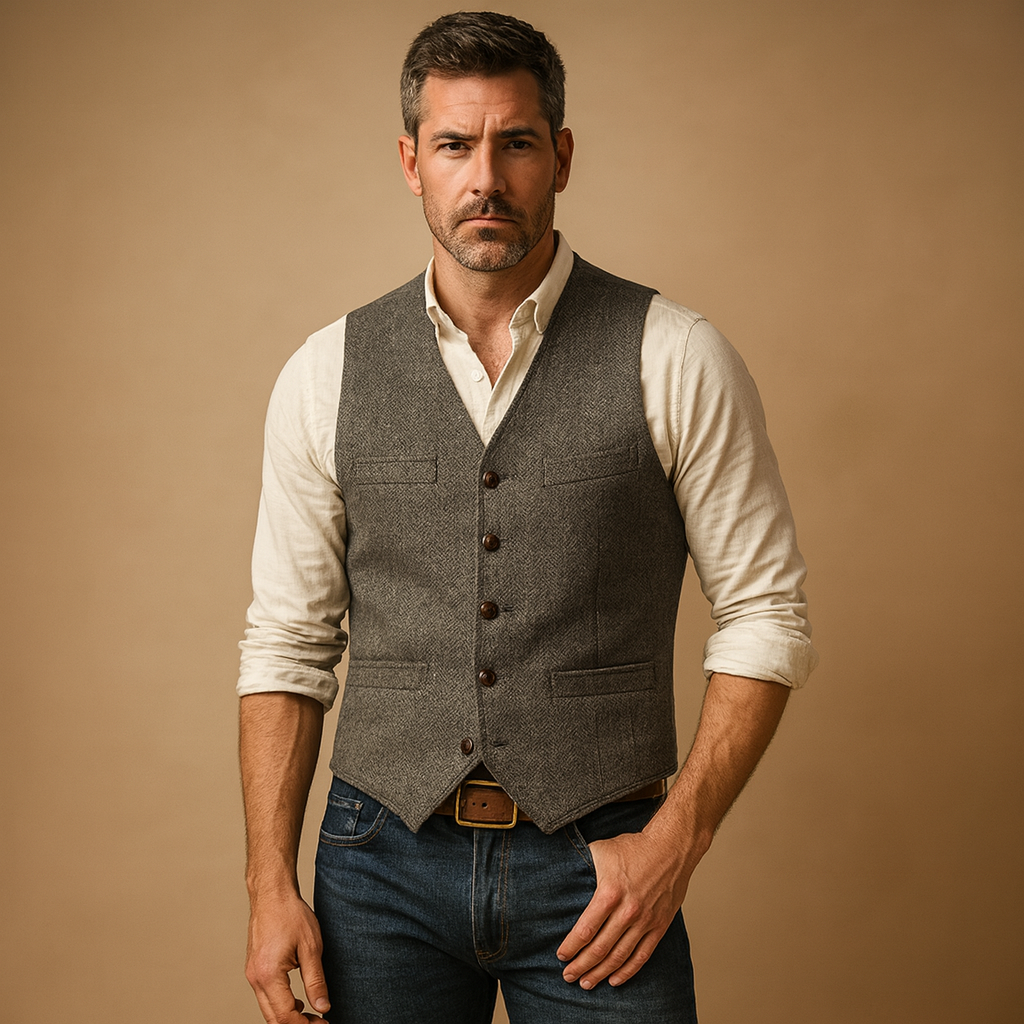 Ruben Men’s Tailored Vest – Classic Button Gilet | Timeless Formal Elegance