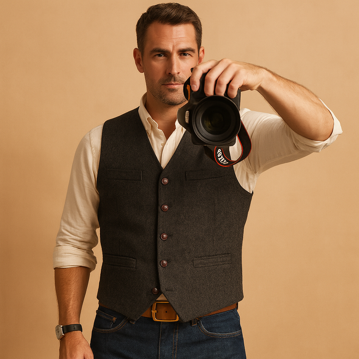 Ruben Men’s Tailored Vest – Classic Button Gilet | Timeless Formal Elegance