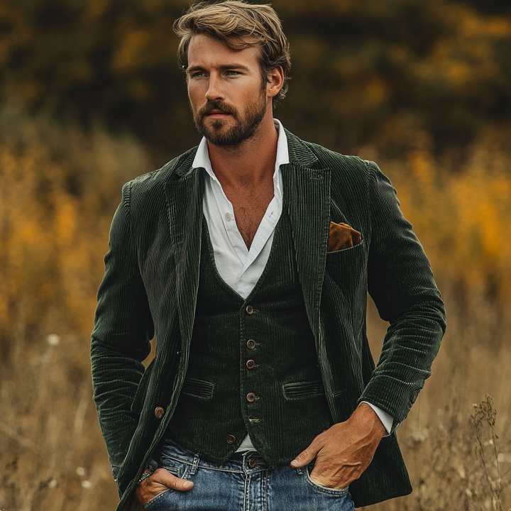 Men’s Vintage-Style Blazer &amp; Vest Set – Classic Elegance with Modern Comfort