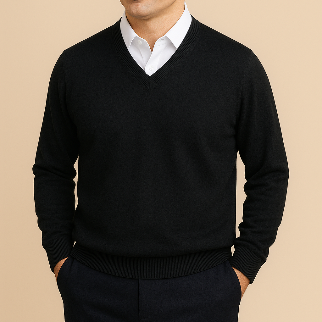 Diederik Luxury V-Neck Sweater – Men’s Soft Knit | Timeless Elegant Layer