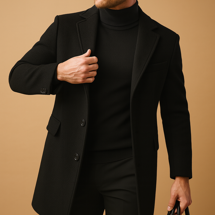 Mason Men’s Wool Blend Coat – Classic Long Overcoat